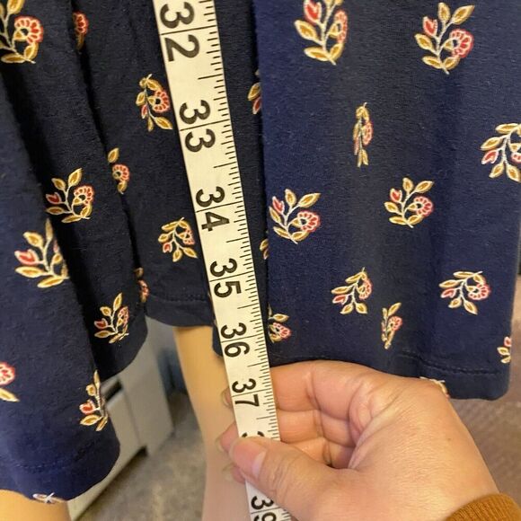OLD NAVY Women’s Sz XL Navy Blue Floral Long Sleeve Swing Dress Stretch Relaxed - Picture 5 of 7